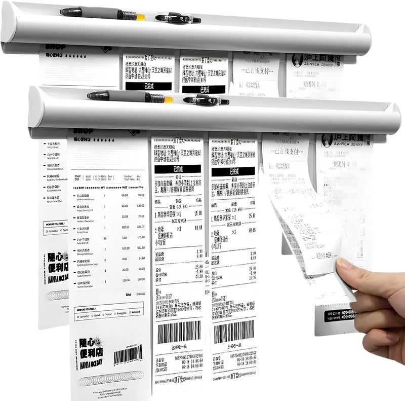 ArttGift 2 Pack Ticket Holders Receipt Holder for Restaurant, No Drill Restaurant Order Ticket Holders for Kitchen Office Walls Refrigerator Home Pubs Bars Cafes(23.6 Inch, Sliiver, 2p) - Image 1